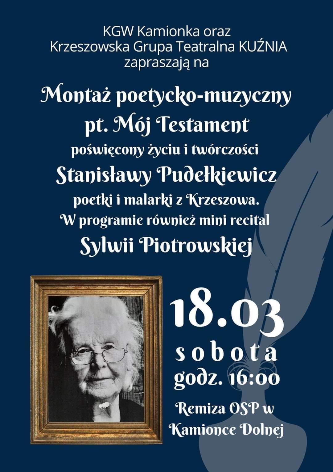 Recital poetycko – muzyczny pt. Mój Testament ZAPROSZENIE